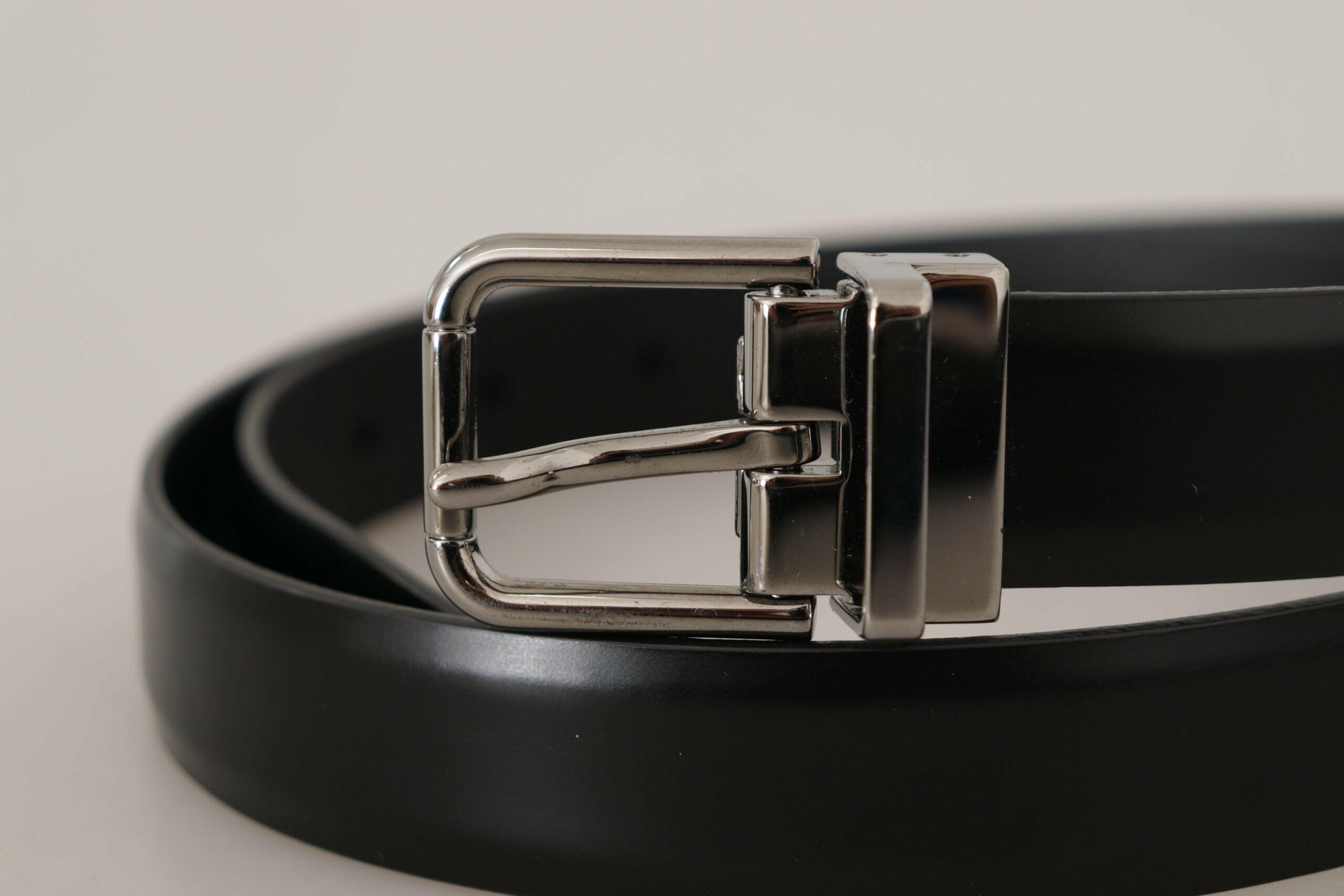 Dolce & Gabbana Black Calf Leather Metal Logo Buckle Belt -   -  Dolce & Gabbana.