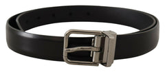 Dolce & Gabbana Black Calf Leather Metal Logo Buckle Belt -   -  Dolce & Gabbana.
