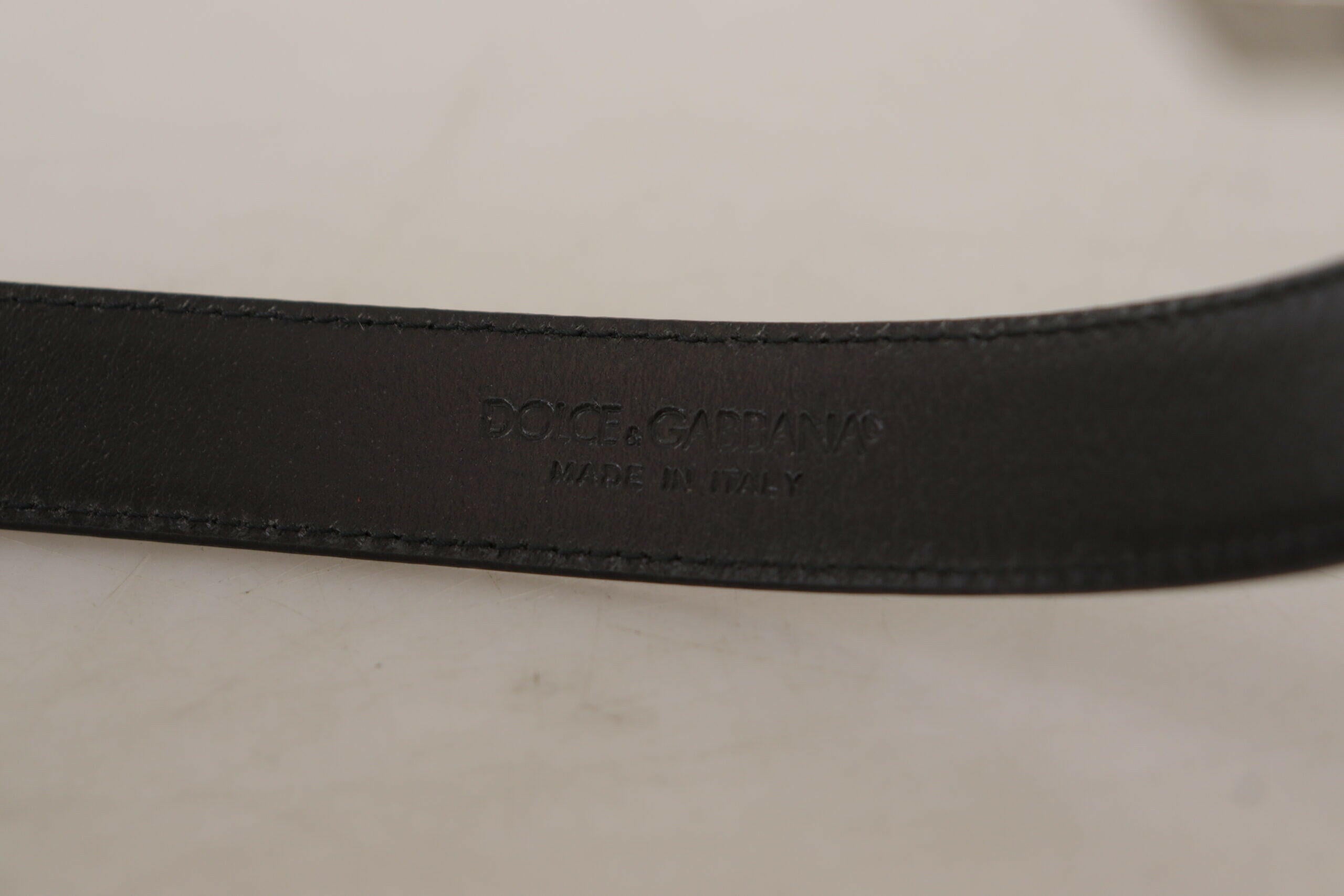 Dolce & Gabbana Black Calf Leather Logo Engraved Metal Buckle Belt -   -  Dolce & Gabbana.