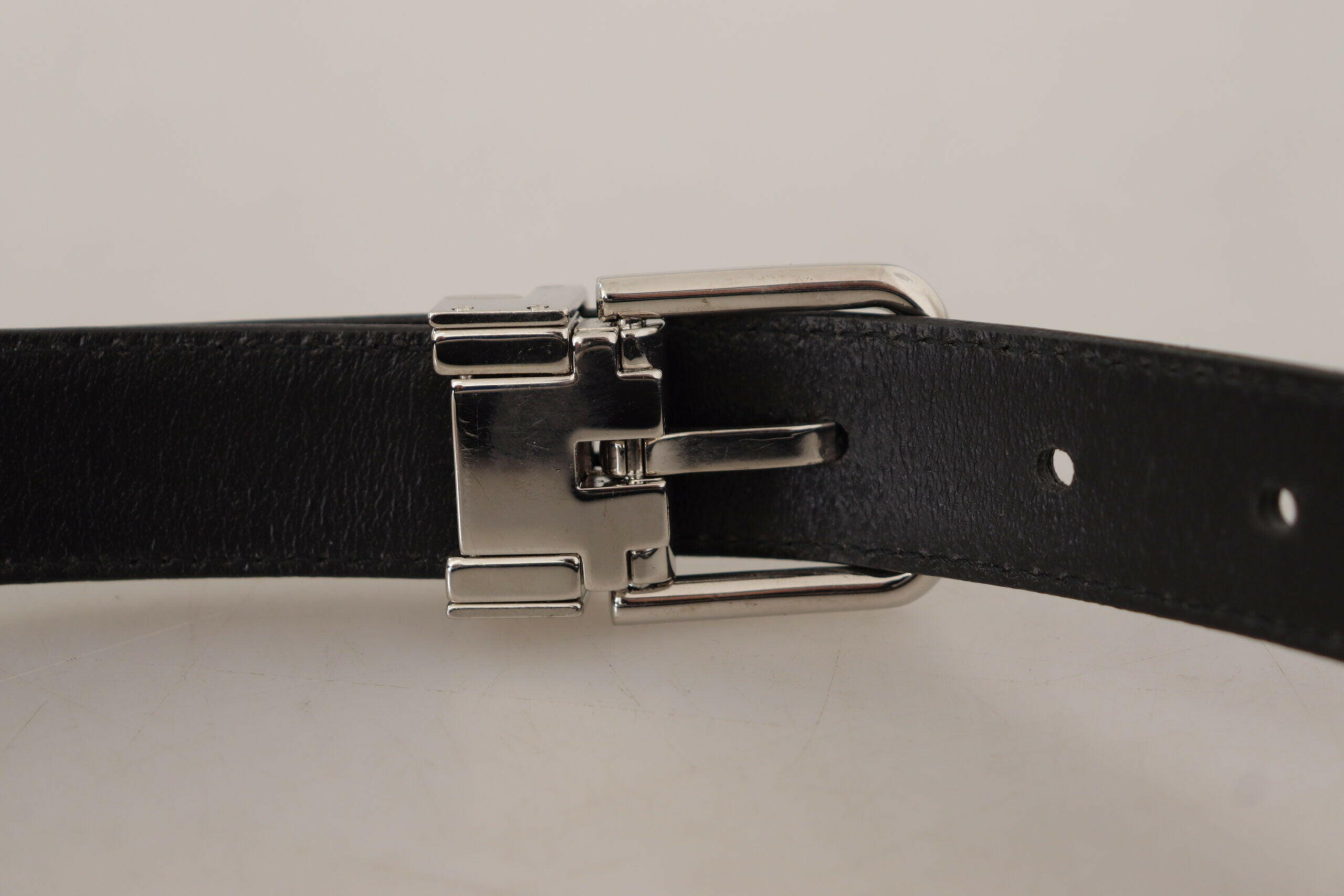 Dolce & Gabbana Black Calf Leather Logo Engraved Metal Buckle Belt -   -  Dolce & Gabbana.