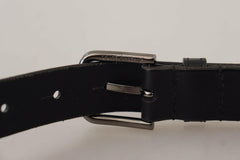 Dolce & Gabbana Black Calf Leather Logo Engraved Metal Buckle Belt -   -  Dolce & Gabbana.