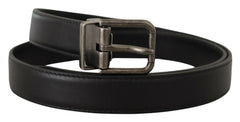 Dolce & Gabbana Black Plain Leather Vintage Logo Metal Buckle Belt -   -  Dolce & Gabbana.