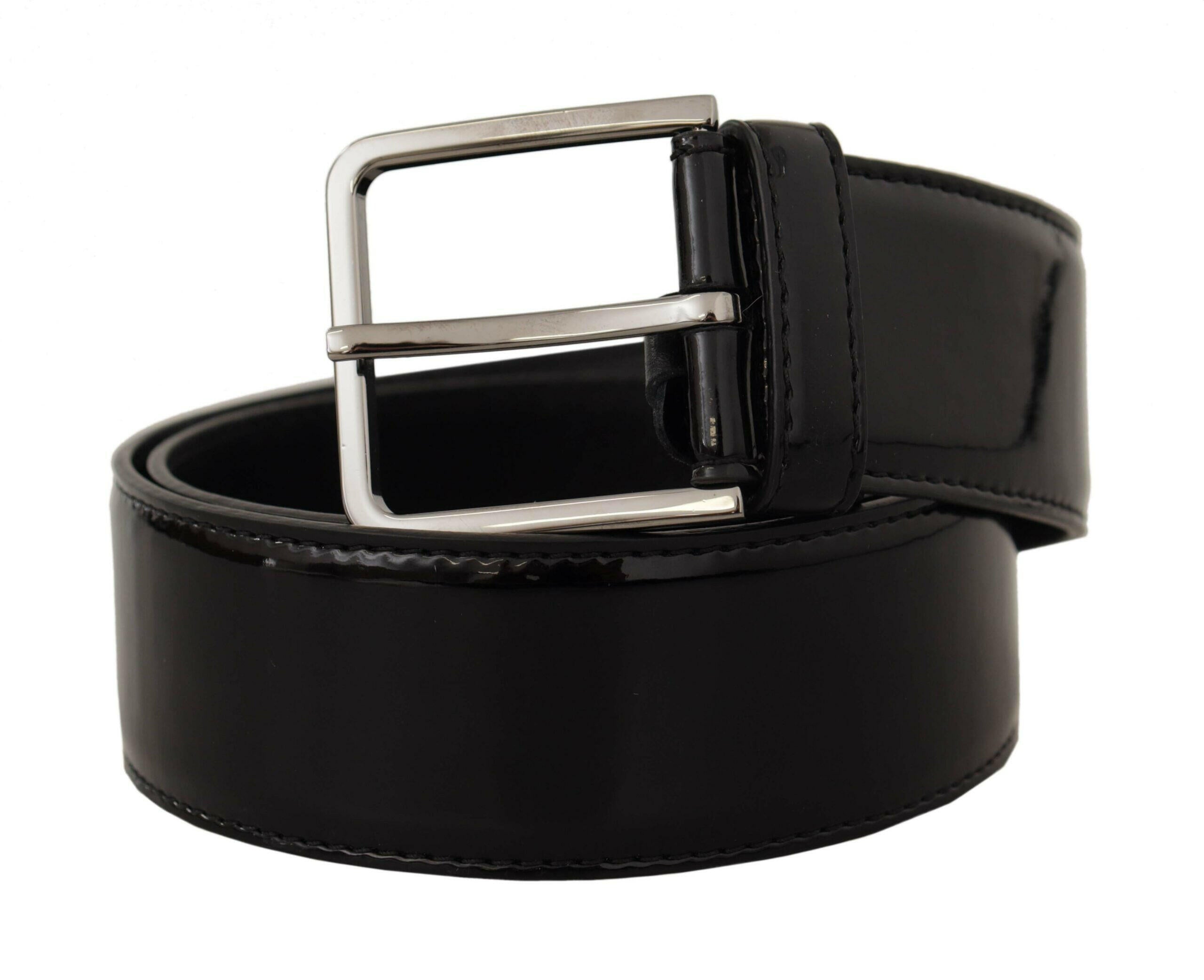 Dolce & Gabbana Black Patent Leather Logo Engraved Buckle Belt -   -  Dolce & Gabbana.