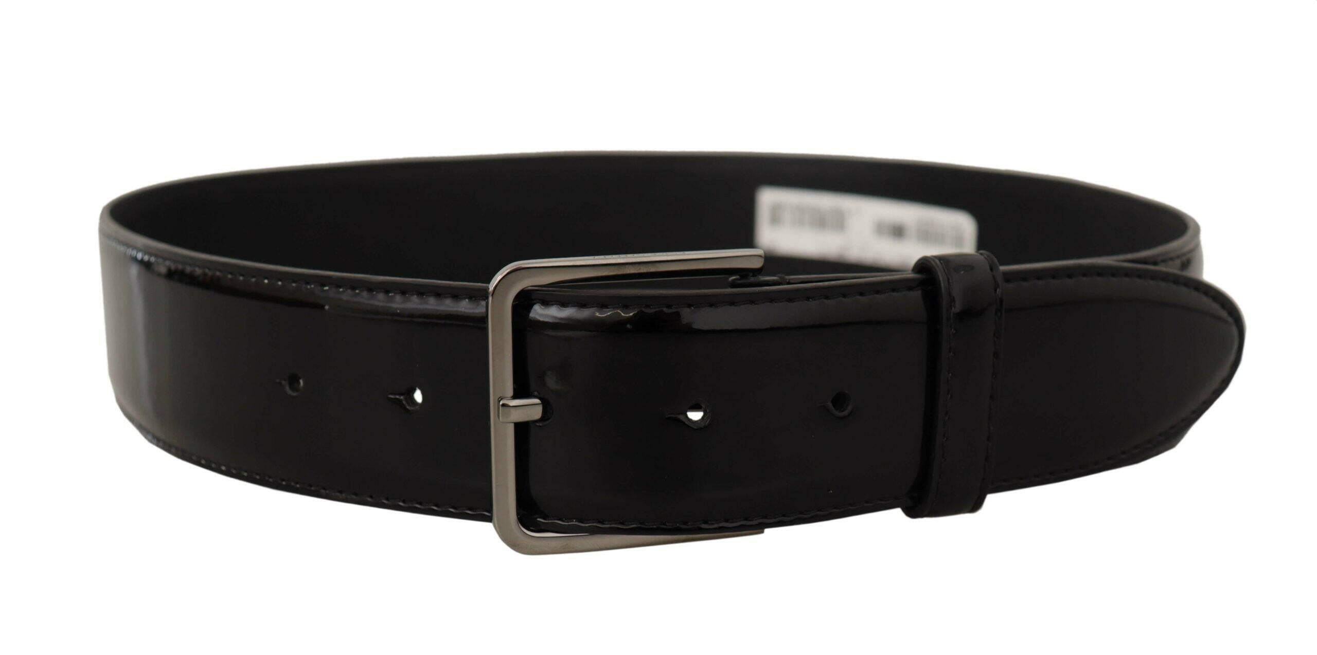 Dolce & Gabbana Black Patent Leather Logo Engraved Buckle Belt -   -  Dolce & Gabbana.