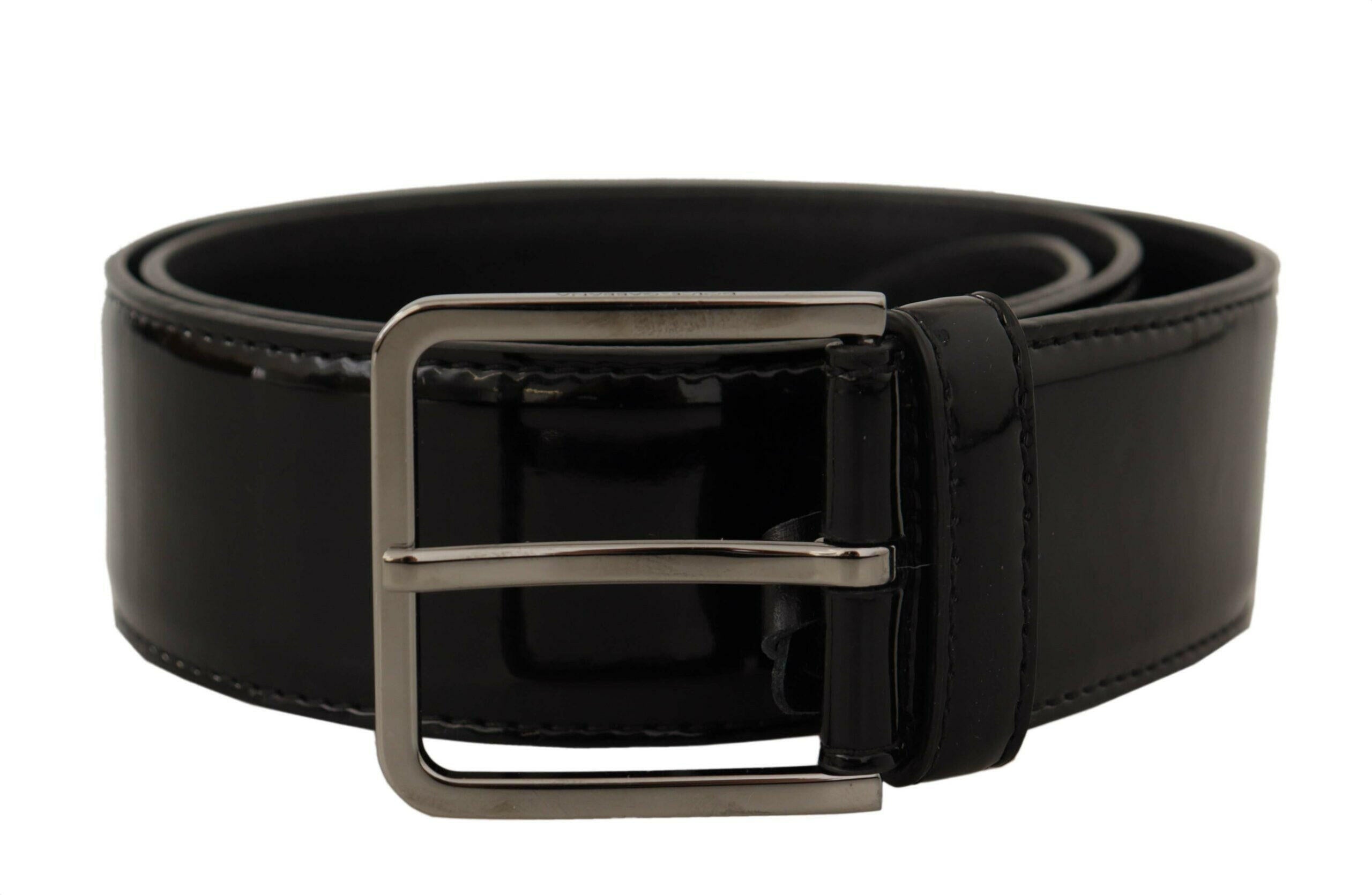 Dolce & Gabbana Black Patent Leather Logo Engraved Buckle Belt -   -  Dolce & Gabbana.