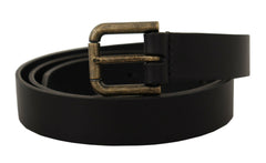 Dolce & Gabbana Black Calf Leather Logo Brass Metal Buckle Belt -   -  Dolce & Gabbana.