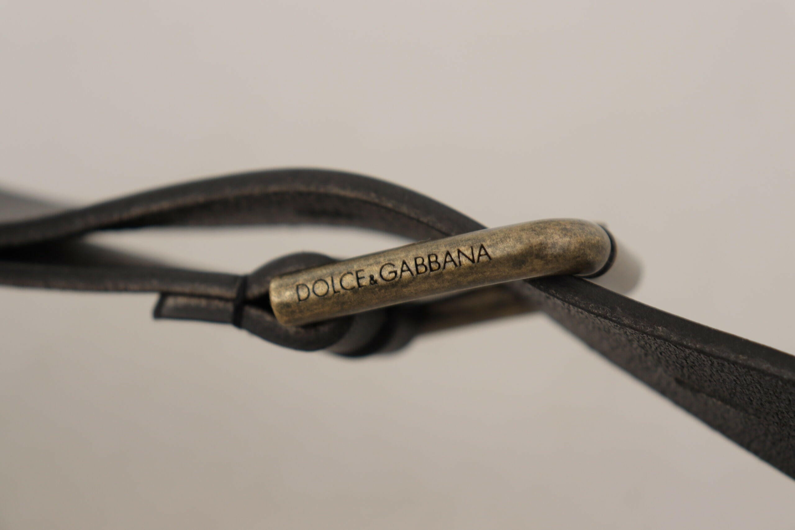 Dolce & Gabbana Black Calf Leather Logo Brass Metal Buckle Belt -   -  Dolce & Gabbana.
