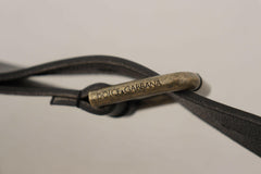 Dolce & Gabbana Black Calf Leather Logo Brass Metal Buckle Belt -   -  Dolce & Gabbana.
