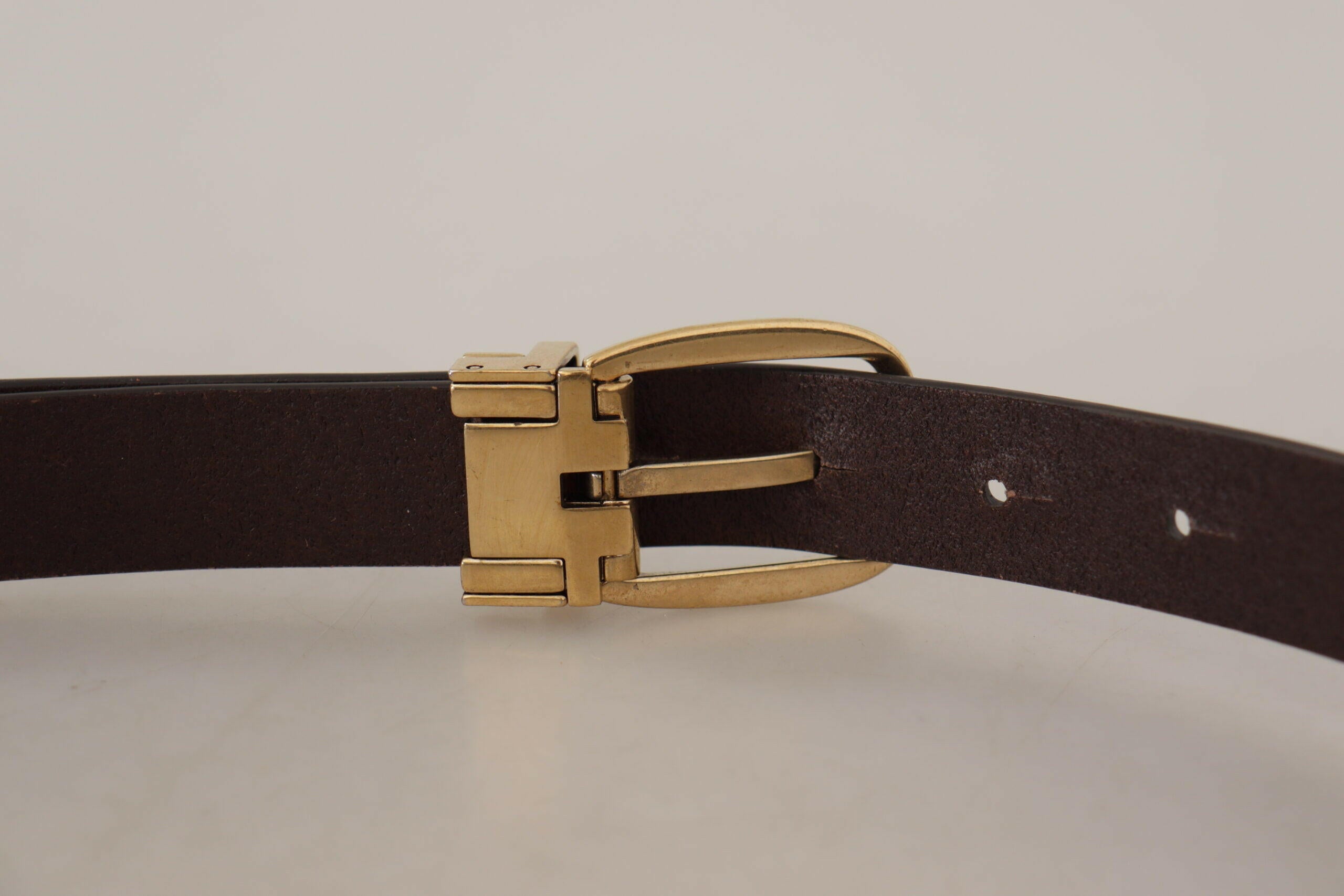 Dolce & Gabbana Dark Brown Calf Leather Gold Tone Metal Buckle -   -  Dolce & Gabbana.