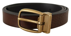 Dolce & Gabbana Brown Leather Classic Vintage Metal Buckle Belt -   -  Dolce & Gabbana.
