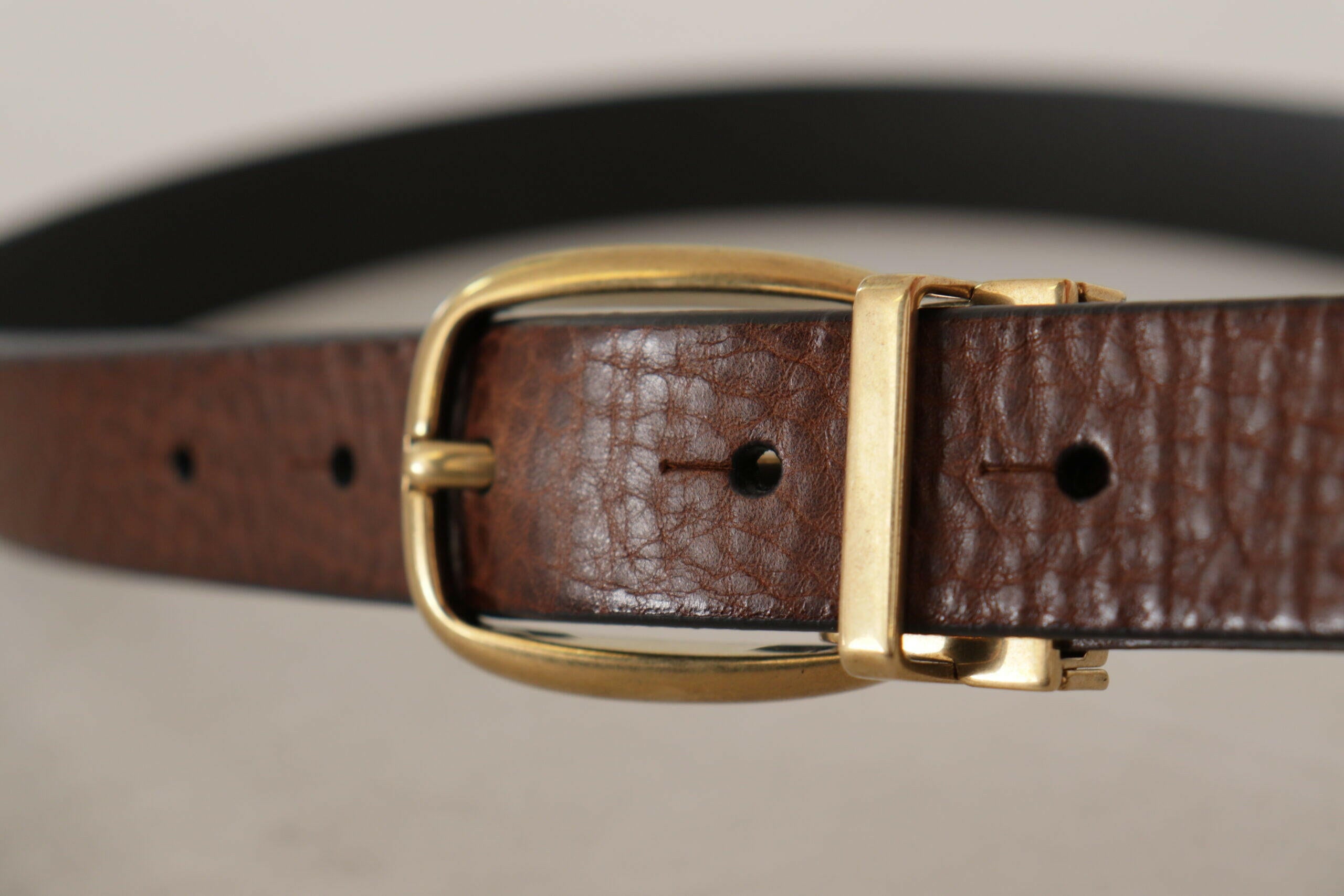 Dolce & Gabbana Brown Leather Classic Vintage Metal Buckle Belt -   -  Dolce & Gabbana.