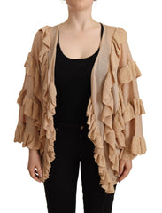 Aniye By Beige Ruffle Long Sleeves Open Front Cardigan Sweater -   -  Aniye By.