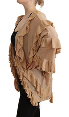Aniye By Beige Ruffle Long Sleeves Open Front Cardigan Sweater -   -  Aniye By.