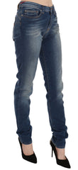 Fiorucci Blue Washed Mid Waist Slim Fit Denim Jeans -   -  Fiorucci.