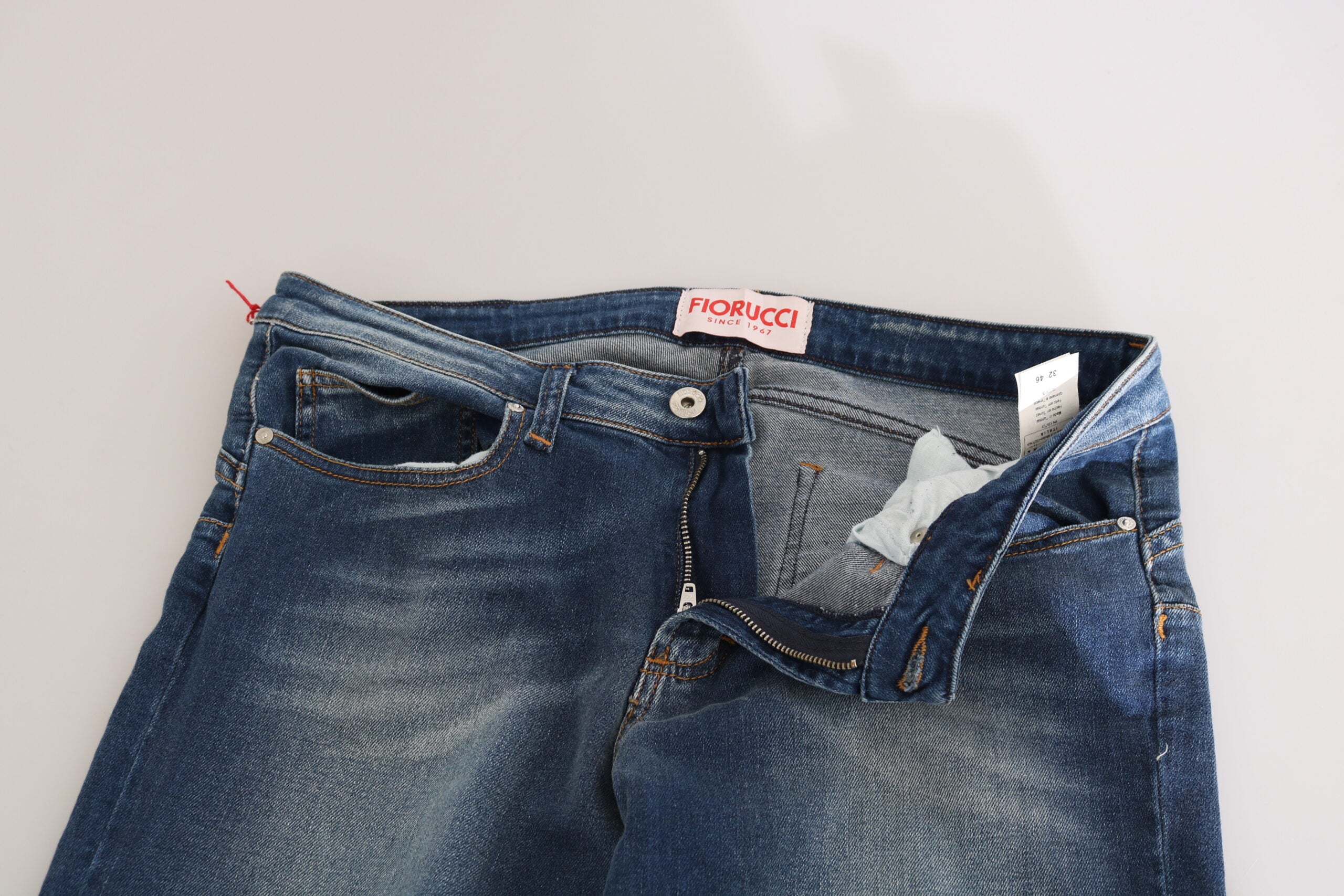Fiorucci Blue Washed Mid Waist Slim Fit Denim Jeans -   -  Fiorucci.