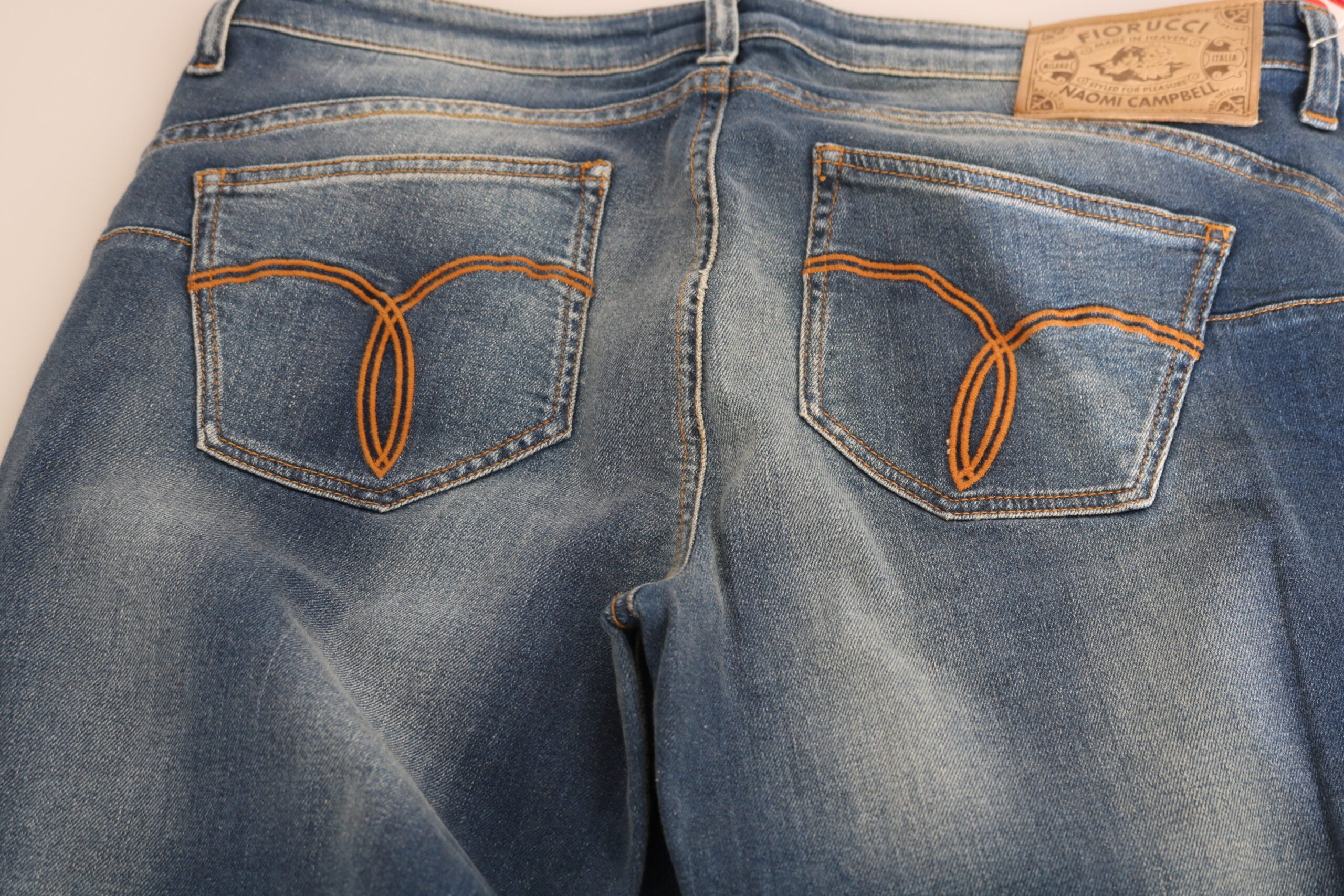 Fiorucci Blue Washed Mid Waist Slim Fit Denim Jeans -   -  Fiorucci.