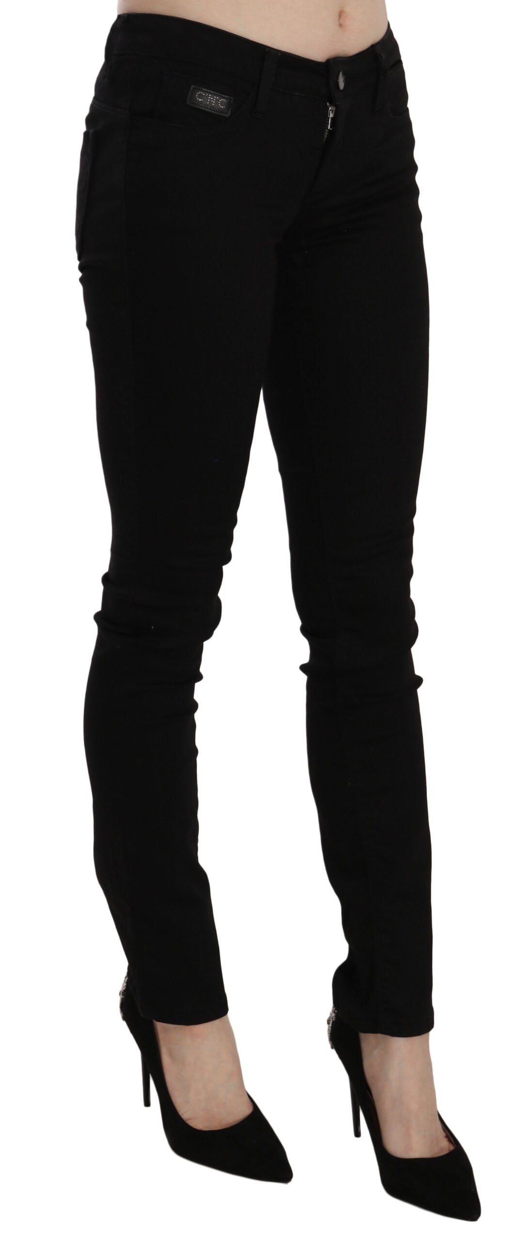 Costume National Black Sequined Mid Waist Slim Fit Denim Jeans -   -  Costume National.