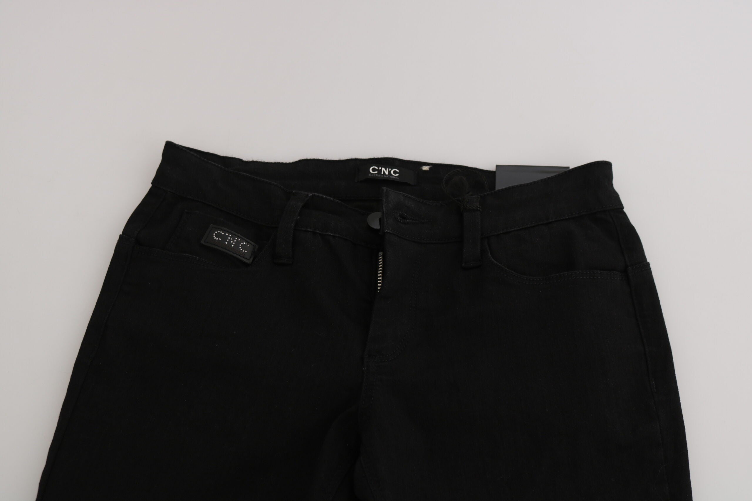 Costume National Black Sequined Mid Waist Slim Fit Denim Jeans -   -  Costume National.