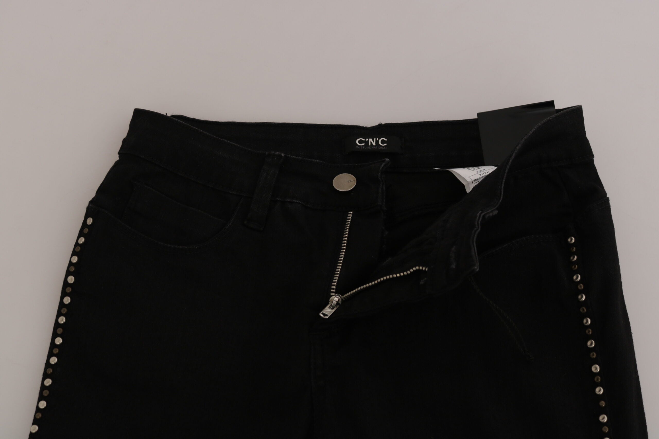 Costume National Black Embellished Mid Waist Skinny Denim Jeans -   -  Costume National.