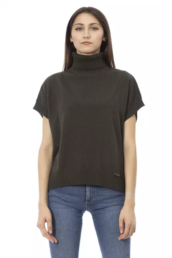 Baldinini Trend - Sophisticated Short Sleeve Ribbed Turtleneck Sweater - Green