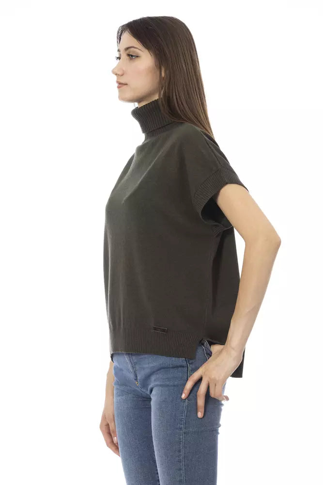 Baldinini Trend - Sophisticated Short Sleeve Ribbed Turtleneck Sweater - Green