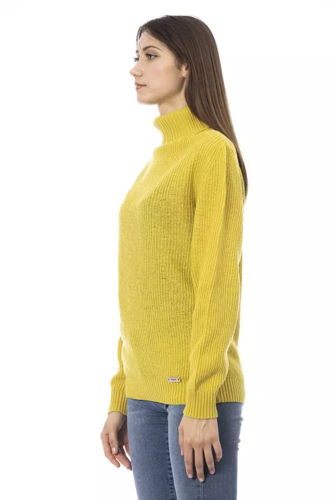Baldinini Trend - Luxurious Ribbed Turtleneck Wool Sweater - Yellow