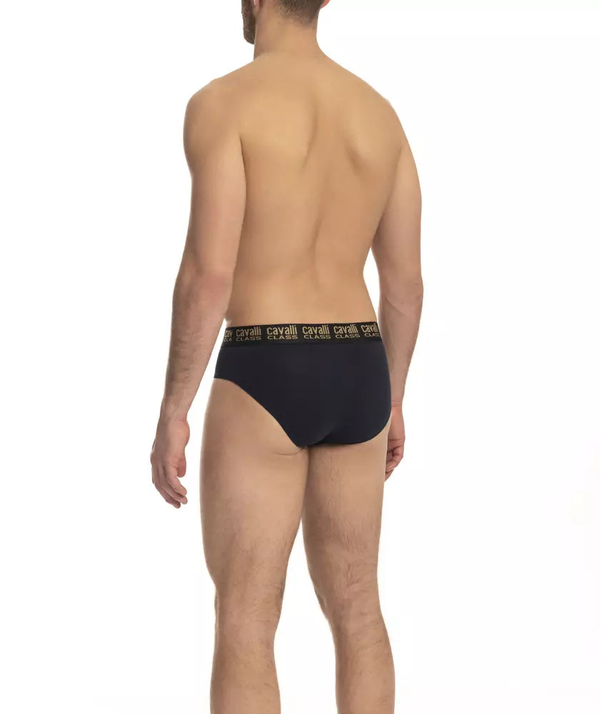 Cavalli Class Blue Cotton Men's Brief Pair -   -  Cavalli Class.