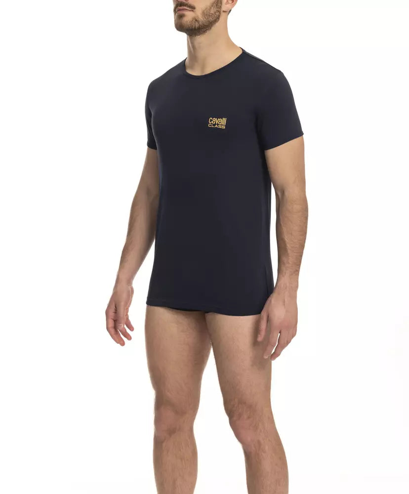Cavalli Class Blue Cotton Men T-Shirt -   -  Cavalli Class.