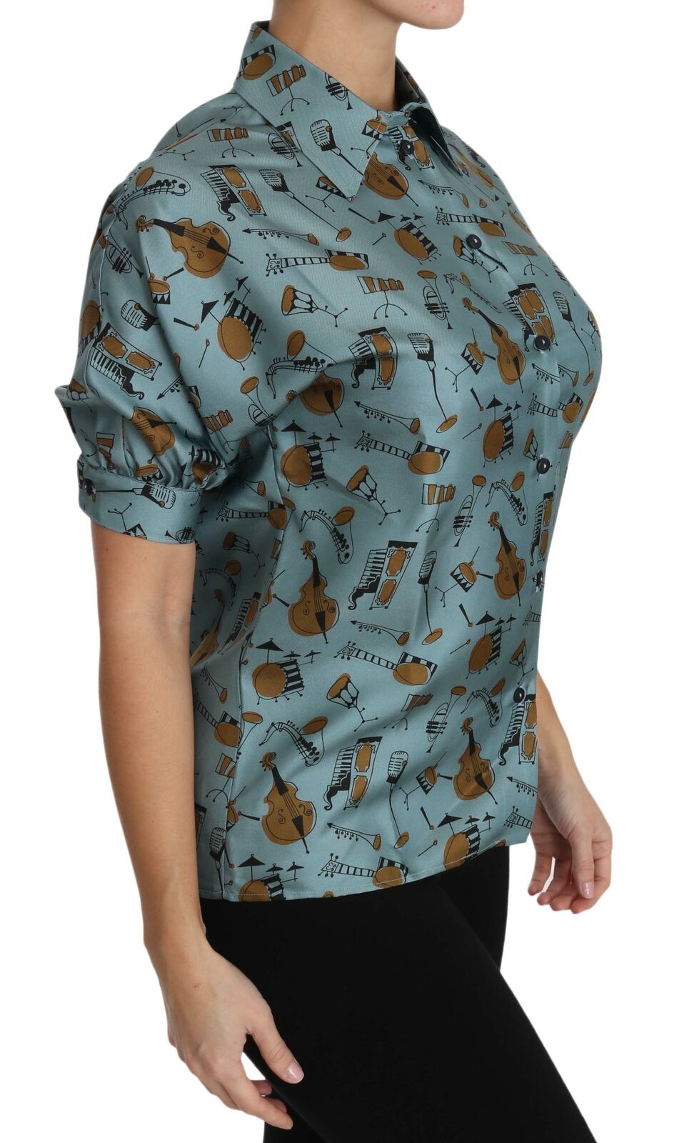Dolce & Gabbana Multicolor Musical Instruments Silk Short sleeve Shirt -   -  Dolce & Gabbana.