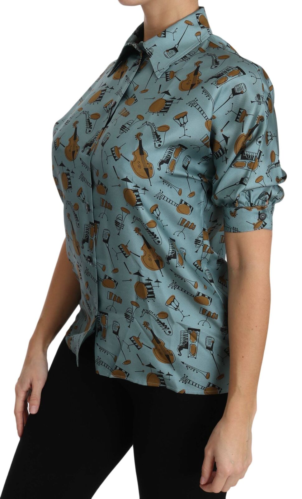 Dolce & Gabbana Multicolor Musical Instruments Silk Short sleeve Shirt -   -  Dolce & Gabbana.