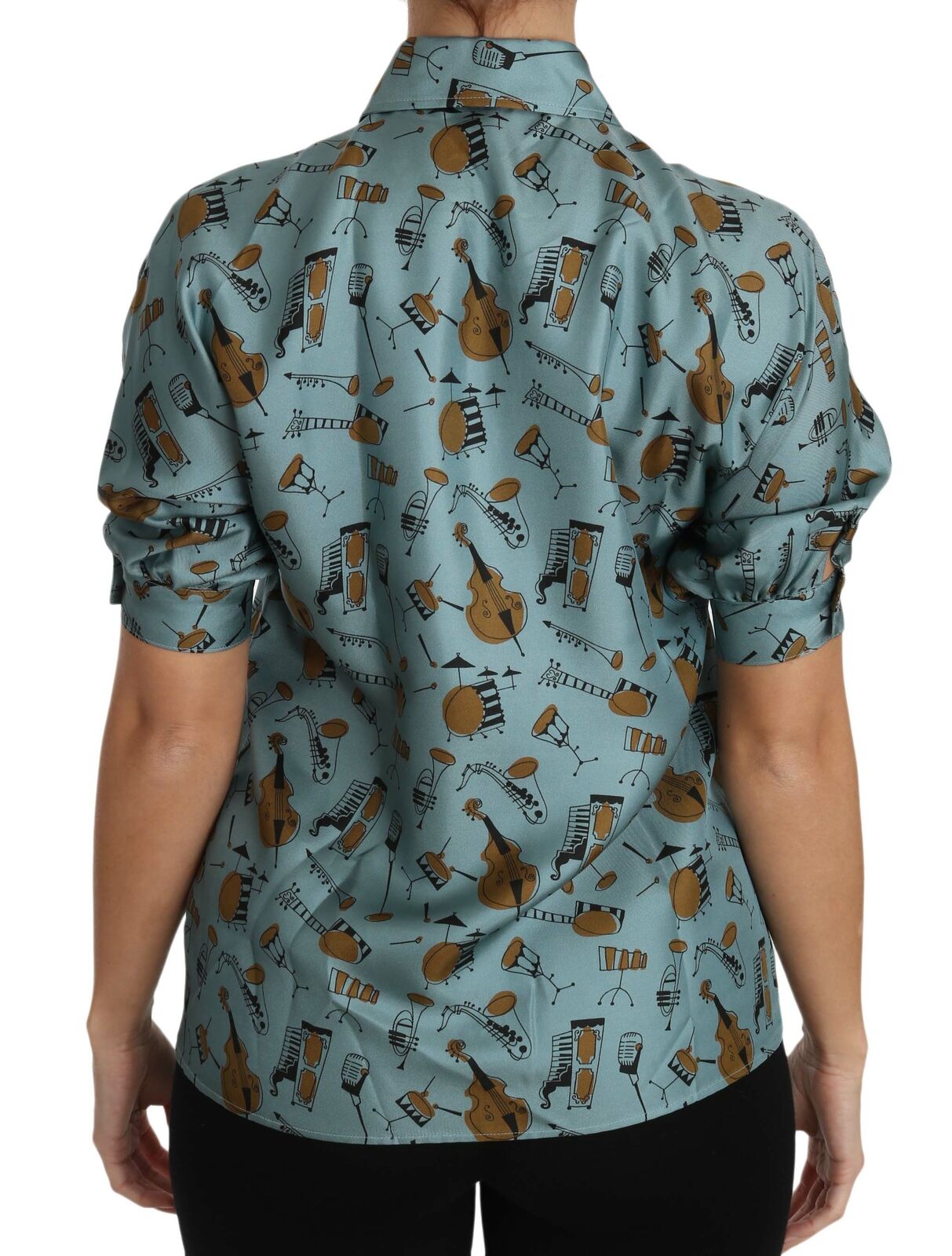 Dolce & Gabbana Multicolor Musical Instruments Silk Short sleeve Shirt -   -  Dolce & Gabbana.