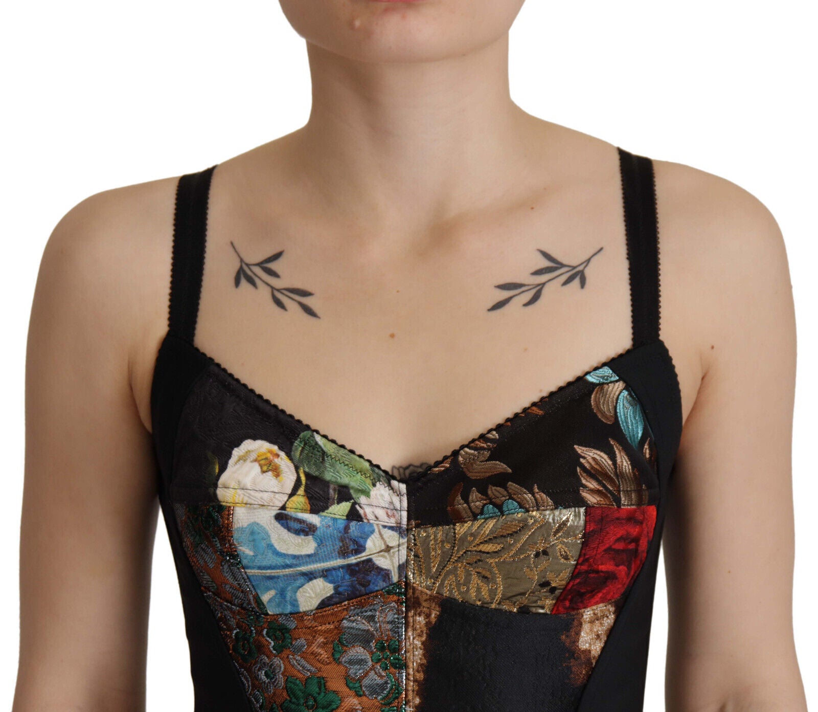 Dolce & Gabbana Black Patchwork Sicily Blouse Corset Cropped Top -   -  Dolce & Gabbana.