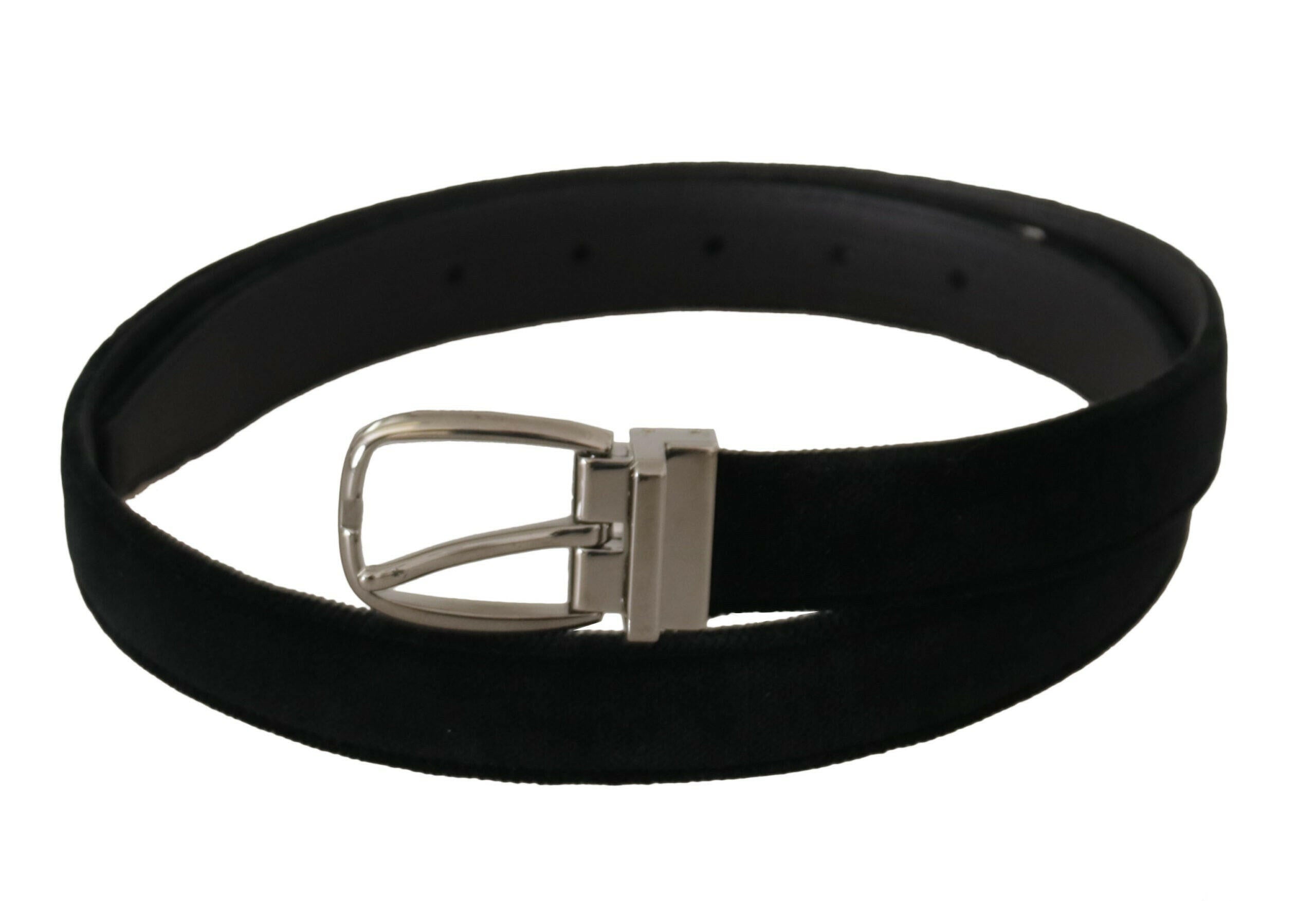 Dolce & Gabbana Black Classic Velvet Silver Tone Metal Buckle Belt -   -  Dolce & Gabbana.