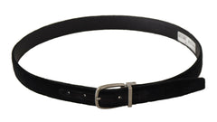 Dolce & Gabbana Black Classic Velvet Silver Tone Metal Buckle Belt -   -  Dolce & Gabbana.