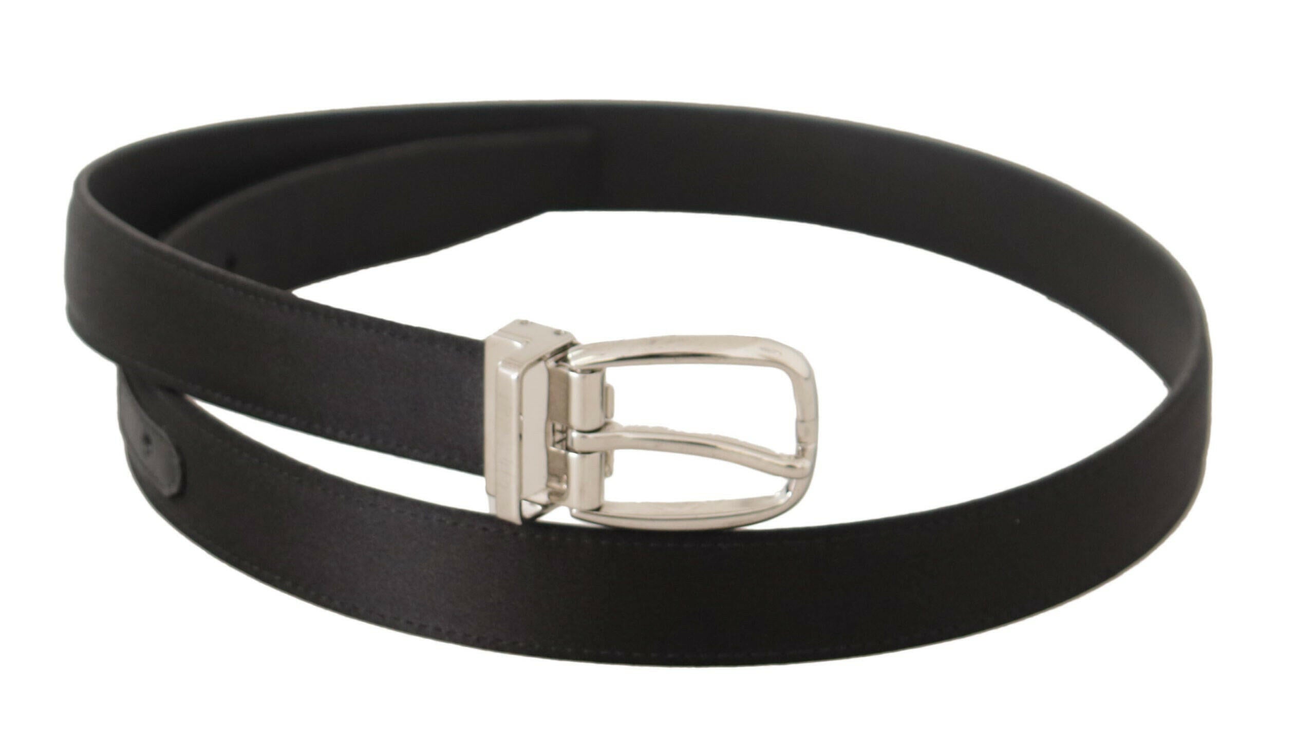 Dolce & Gabbana Black Canvas Leather Silver Logo Metal Buckle Belt -   -  Dolce & Gabbana.