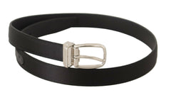 Dolce & Gabbana Black Canvas Leather Silver Logo Metal Buckle Belt -   -  Dolce & Gabbana.