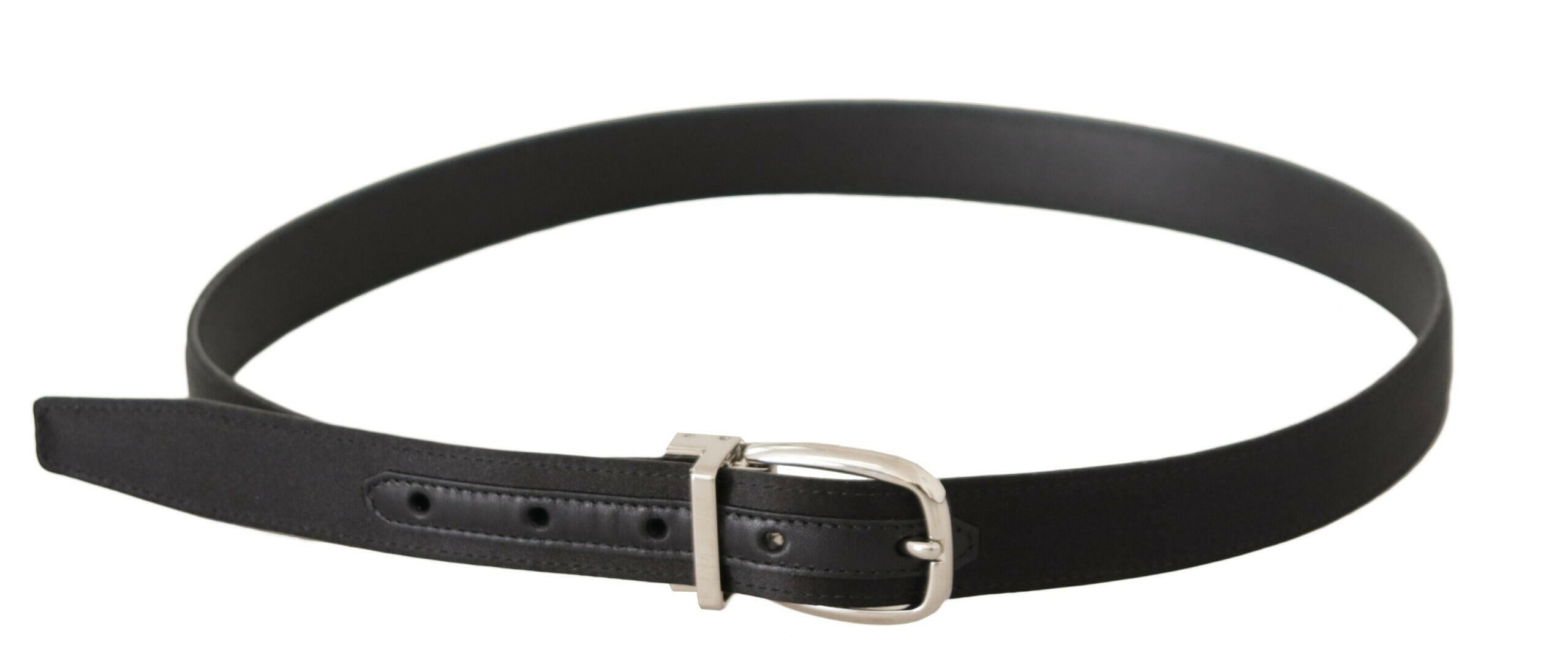 Dolce & Gabbana Black Canvas Leather Silver Logo Metal Buckle Belt -   -  Dolce & Gabbana.