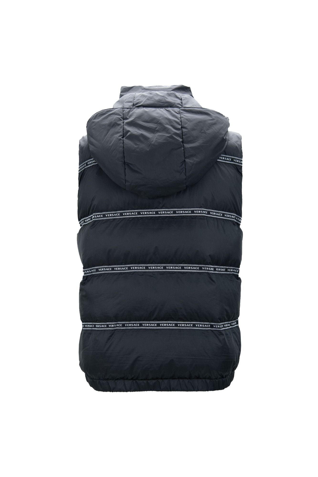 Versace Elegant Black Logo Band Vest with Detachable Hood -  Vests for Men Suits -  Versace.