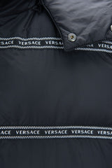 Versace Elegant Black Logo Band Vest with Detachable Hood -  Vests for Men Suits -  Versace.