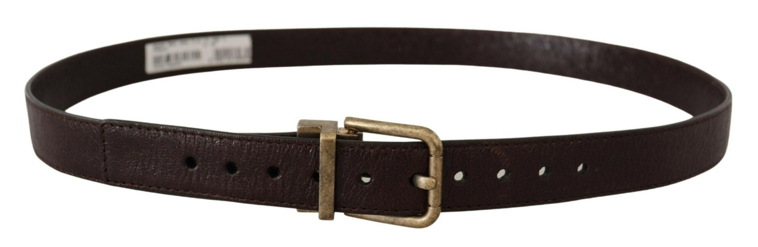 Dolce & Gabbana Brown Calf Leather Vintage Logo Metal Buckle Belt -   -  Dolce & Gabbana.