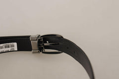 Dolce & Gabbana Black Calf Leather Silver Logo Metal Buckle Belt -   -  Dolce & Gabbana.