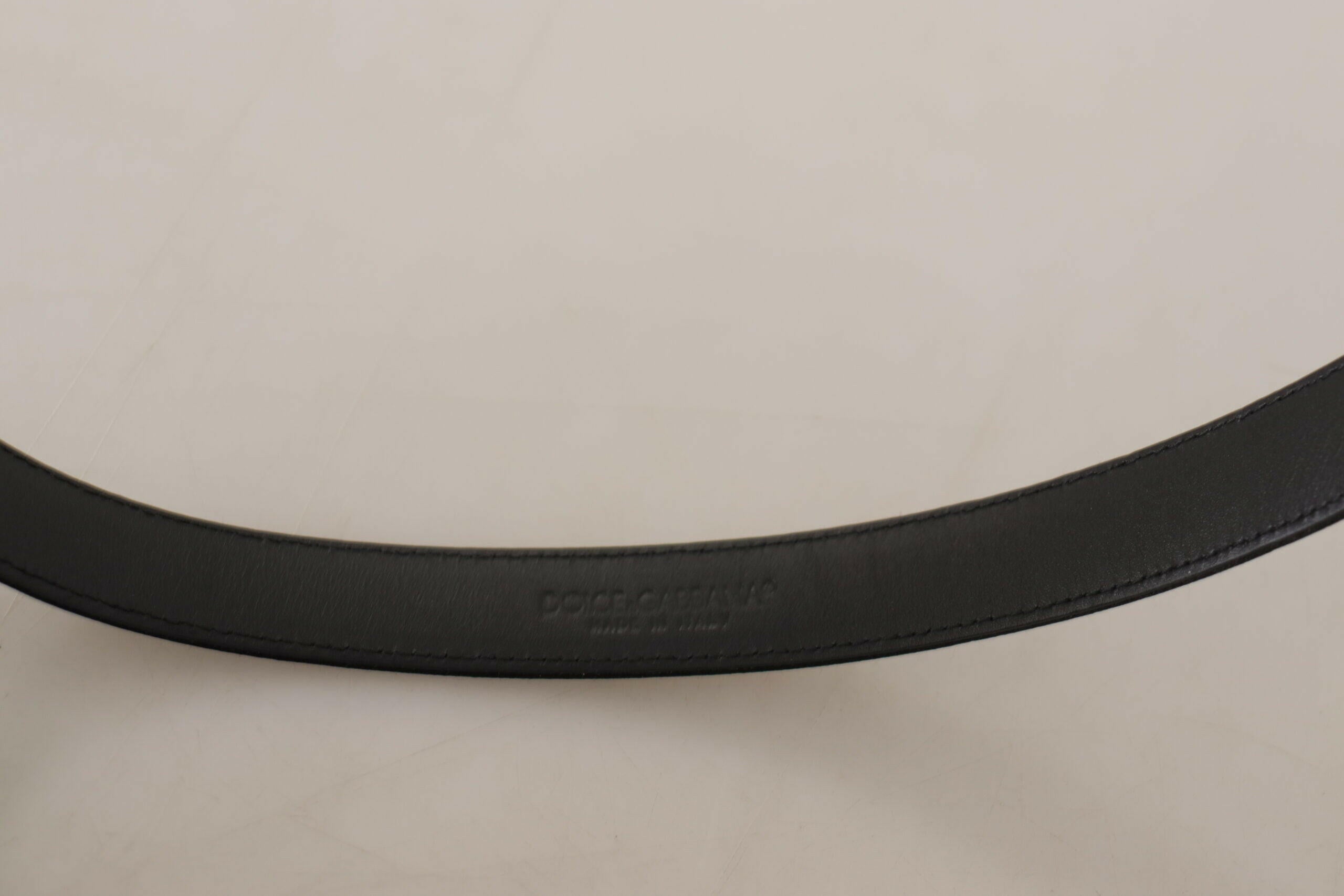 Dolce & Gabbana Black Calf Leather Silver Logo Metal Buckle Belt -   -  Dolce & Gabbana.