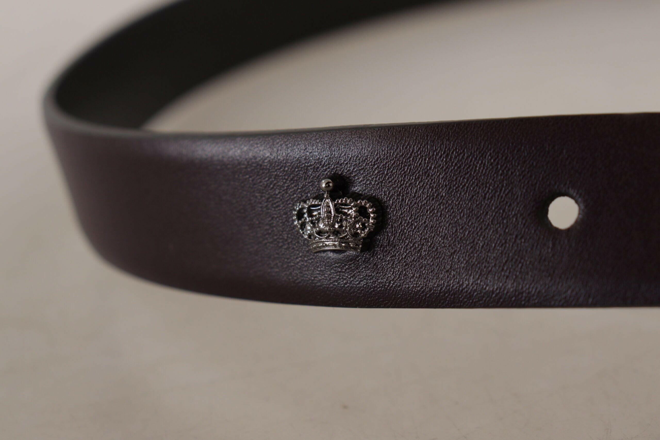 Dolce & Gabbana Dark Purple Leather Box Borchia Metal Buckle Belt -   -  Dolce & Gabbana.