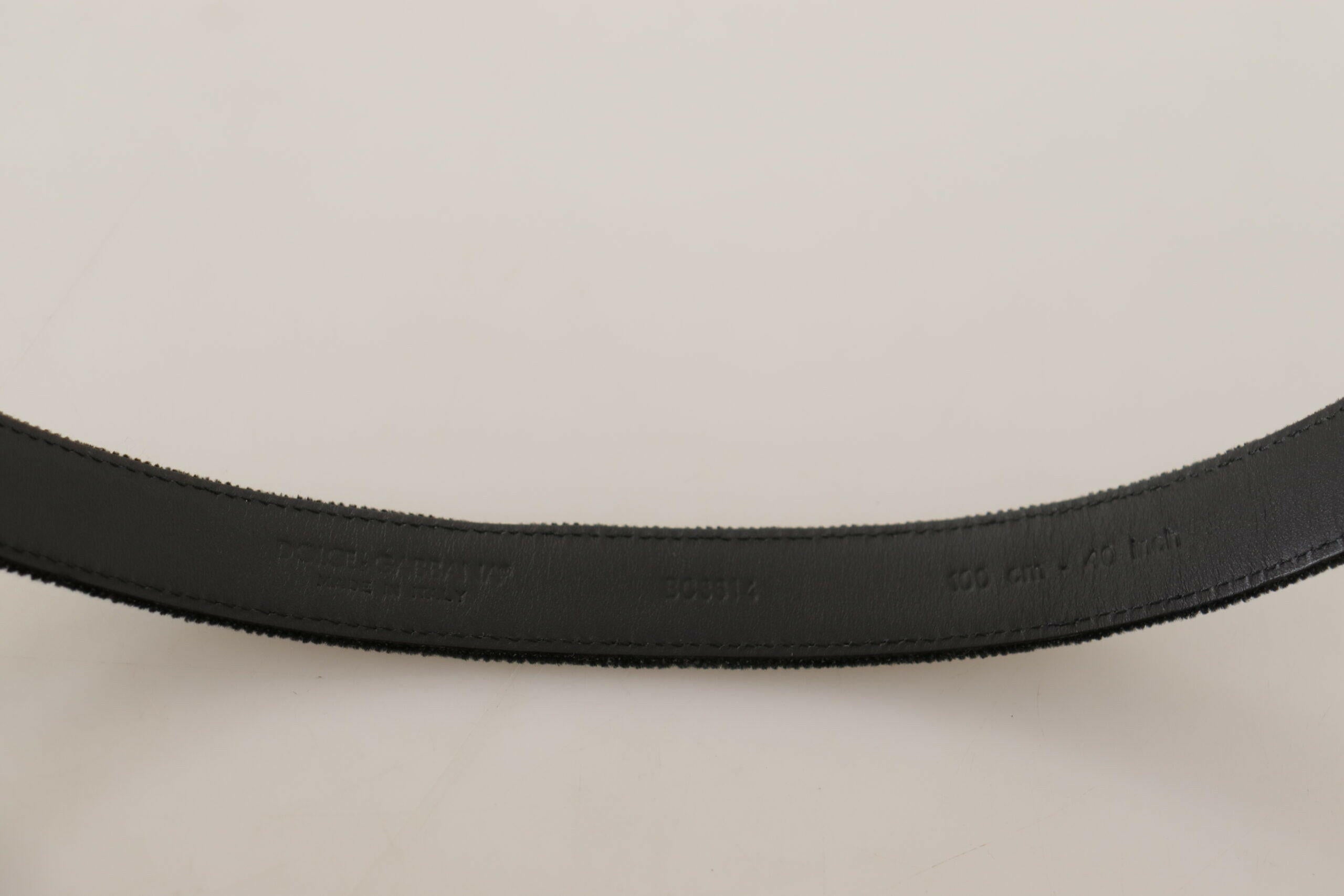 Dolce & Gabbana Black Casual Velvet Silver Metal Logo Buckle Belt -   -  Dolce & Gabbana.
