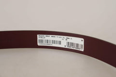 Dolce & Gabbana Maroon Calf Leather Silver Tone Metal Buckle Belt -   -  Dolce & Gabbana.