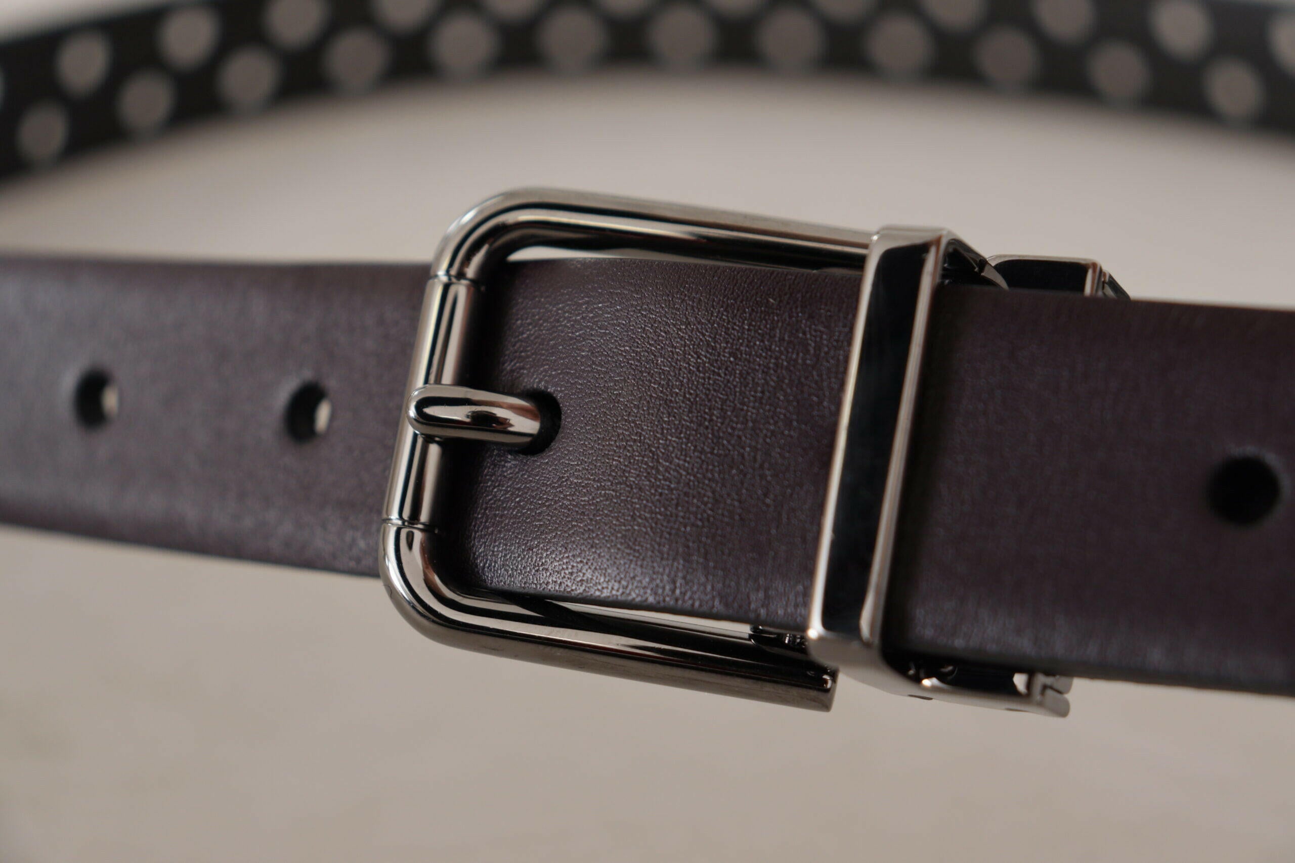 Dolce & Gabbana Dark Purple Perforated Leather Metal Buckle Belt -   -  Dolce & Gabbana.