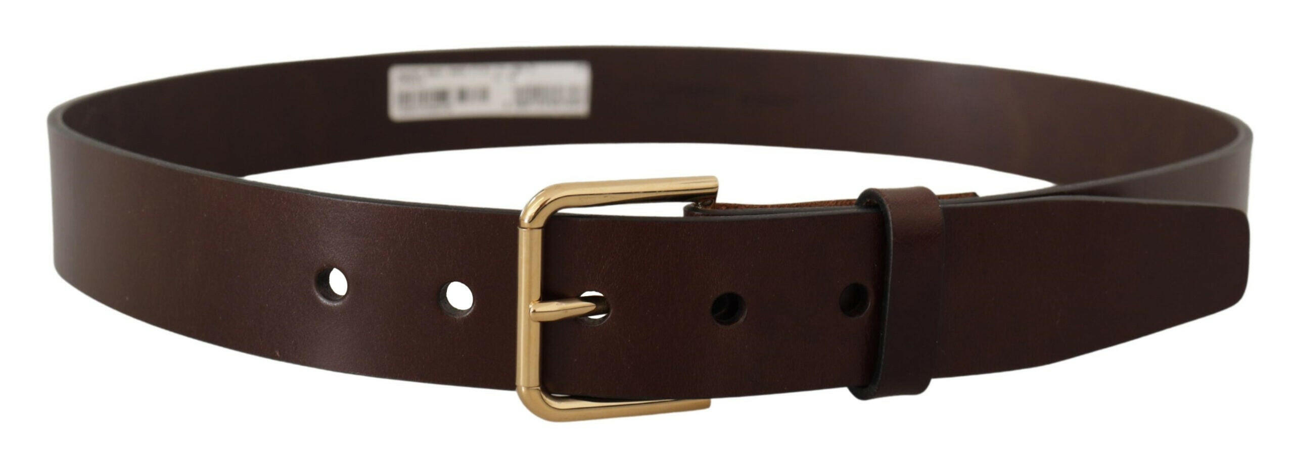 Dolce & Gabbana Brown Polished Leather Gold Tone Metal Buckle Belt -   -  Dolce & Gabbana.