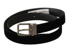 Dolce & Gabbana Black Classic Velvet Logo Engraved Metal Buckle Belt -   -  Dolce & Gabbana.
