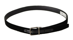 Dolce & Gabbana Black Classic Velvet Logo Engraved Metal Buckle Belt -   -  Dolce & Gabbana.