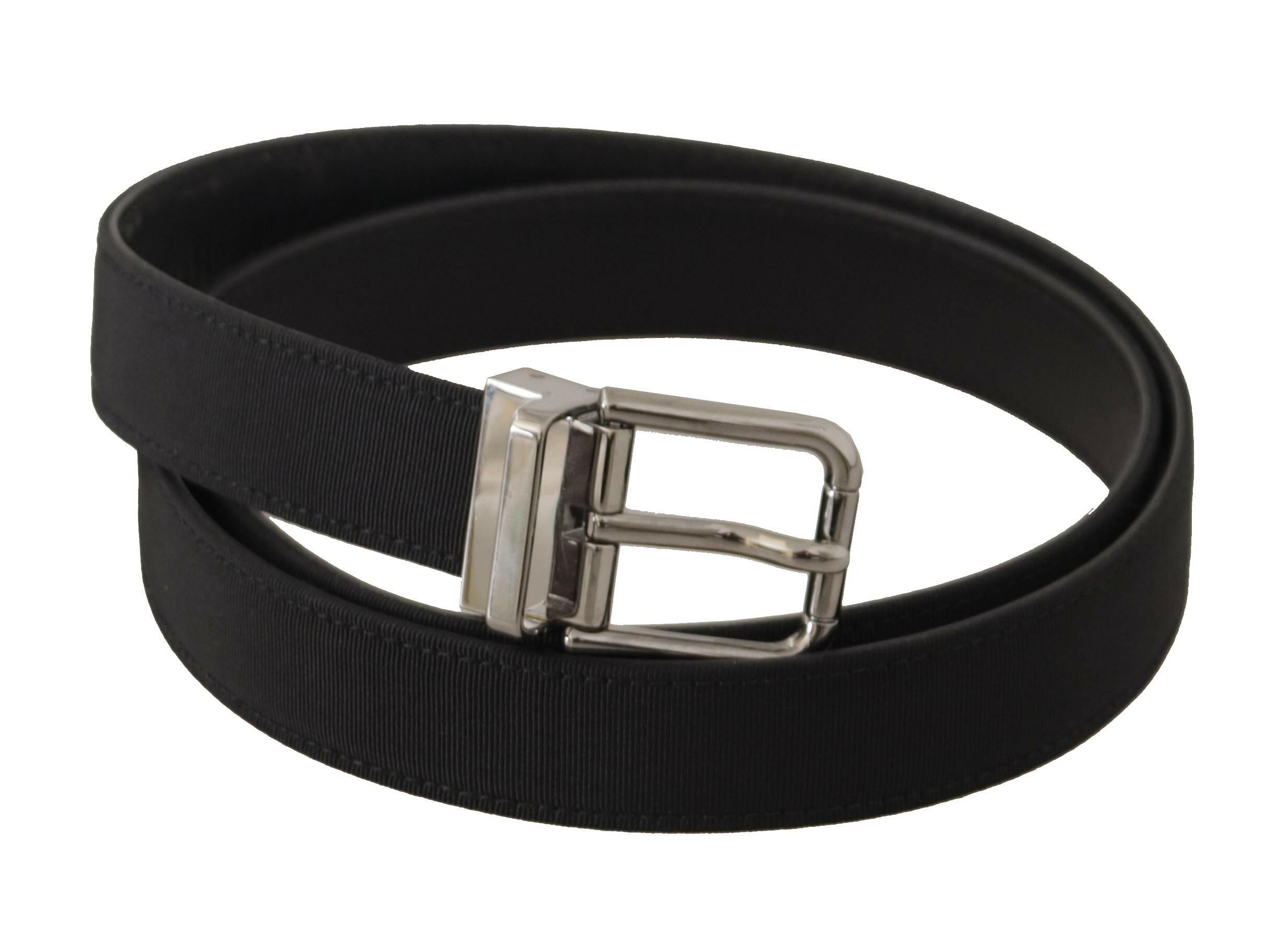 Dolce & Gabbana Black Canvas Leather Silver Metal Buckle Belt -   -  Dolce & Gabbana.